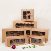 20PCS Kraft 6 Cupcake box and packaging paper cardboard kraft cake box with clear pvc window 8 cupcake 4 gift packing craft box