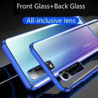 Metal Case For VIVO Y30 5G Y33S Y56 5G Tempered Glass Case For VIVO V23E 5G V25 Pro V27 Pro V27E Full Lens Protection Cover Case