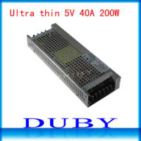 50piece/lot Utral thin 5V 40A 200W Switching power supply Driver For LED Light Strip Display AC200-240V Free Fedex