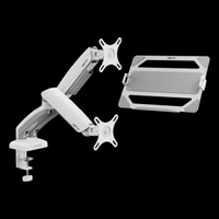 เซ็ต Ergo Monitor Arm Cybot สีขาว แขนจับจอคอม มาพร้อม แท่นวางโน็ตบุ๊ค แลปท็อป Lunio Ergo Cypad สีเงิ