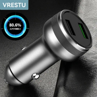 Dual Port USB Car Charger 65W Spuer Flash Charger in Car Super Dart for Realme USB A VOOC High Current 6A for OPPO Reno 6 ACE 2