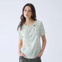 【ILEY 伊蕾】清新孔洞刺繡碎花上衣(白色；M-XL；1242441401)