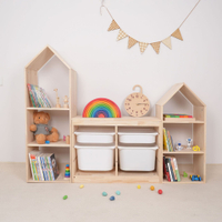 兒童玩具收納柜實木書架二合一組合柜蒙氏兒童房改造儲物柜置物架