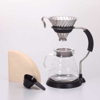 金時代書香咖啡  HARIO V60金屬濾杯支架咖啡壺組 2~5杯 VAS-8006-HSV