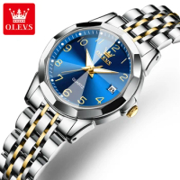 OLEVS 9970 Quartz Fashion Watch Round-dial Stainless Steel Watchband Calendar