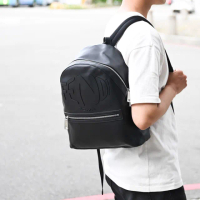 【FENDI 芬迪】ROMA 經典藝術LOGO輕便小牛皮手提後背包(黑)