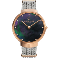 CHARRIOL 夏利豪 Slim系列 時尚鑽石鋼索腕錶 送禮推薦-34mm ST34CP560018