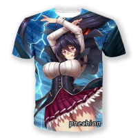 Baju T Lengan Pendek Cetakan 3D Himejima Mingno DxD Lelaki dan Wanita Gaya Sekolah Atasan Fesyen Suk