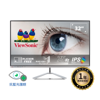 ViewSonic VX3276-MHD-3 32型 IPS美型無邊框電腦螢幕 內建雙喇叭 支援HDR HDMI