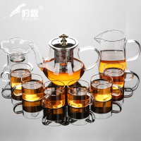 豹霖耐熱玻璃品茗杯不銹鋼過濾壺喝茶壺泡茶壺簡約透明耐用套裝