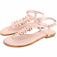 Michael Kors Bella 納帕荷葉造型雙繞繫帶夾腳涼鞋(粉裸色)