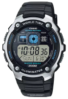 Casio Casio World Time Illuminator - Jam Tangan Pria - Black - Resin Strap - AE-2000W-1AVDF