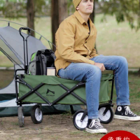 Outdoor Camp Trolley Picnic Foldable Camping Trolley Table Board Camping Trailer Portable Grocery Shopping Trolley Hiking Cart