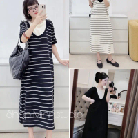 ￼[Minn.studio] Váy Len Cổ Tròn Pha Màu Phom Suông Rộng (Hàng QC) Phom basic dễ mặc bầu bí bon chen t