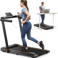 2 in 1 Foldable Treadmill for Home, Under Desk Treadmill with 12 HIIT Modes