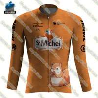 2024 St Michel Cycling Jersey Windbreaker Long Maillot Rode Bicycle Clothes Top Ropa Ciclismo