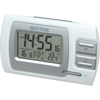 【RHYTHM 麗聲】現代設計防貪睡夜燈日期溫度顯示電子鐘(雪花白)
