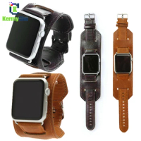 Cuff Leather Strap for Apple Watch 38mm 40mm 42mm 44mm for IWatch Series 5 4 3 2 1 Band Genuine Leather Retro Wristband Belt
