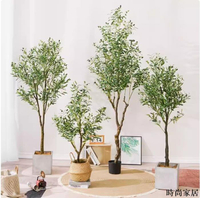免運 附發票 工廠直銷 仿真樹 仿真擺件 綠植亞馬遜仿真綠植落地盆栽擺件室內橄欖樹網紅店鋪裝飾組合橄欖假樹WW0720