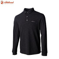 [ WILDLAND 荒野 ] 男  彈性雙色長POLO衫  深灰 / 0A72606-93