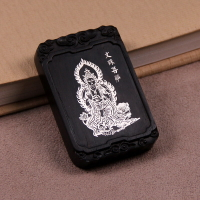 黑檀雕刻掛件無事牌掛飾中國風鑲嵌文珠地藏菩薩紅木飾品廠家批發