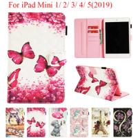 For iPad Mini 1 2 3 4 5 Cute 3D Cartoon Unicorn Bear Case iPadMini5 PU Leather Protective Shell Skin Tablet iPadmini4 mini3