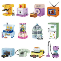 Forange Block Mini Home Appliances Small Particle Building Blocks Play House Model Toy Desktop Ornaments Children Festival Gift