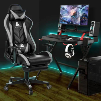 AA Products Gaming Chair High Back Ergonomic Computer Racing Adjustable Office , Lumbar Support Swivel Chair - Grey