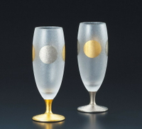 日本製【ADERIA】石塚硝子 日月高腳酒杯組 玻璃對杯
