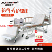 【台灣公司保固】邁德斯特護理床癱瘓病人床椅分離家用醫療多功能手動輪椅床帶便孔