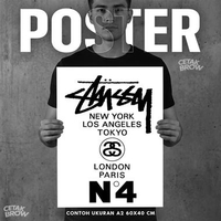 Poster Stussy Vintage Ads Hiasan Dinding Kamar Klasik Dekorasi Ruang Santai Seni Gaya Skater Gambar 
