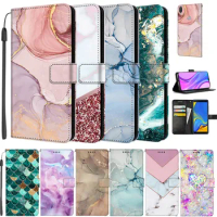 Leather Case Cover For Samsung Galaxy S8 S9 S10 S20 Plus Ultra S7 Edge Stand Flip Wallet Funda Marble S10 5G Case Book Capa