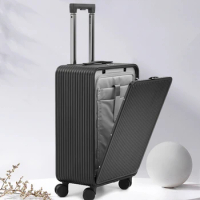 Open Cover Aluminum Magnesium Alloy Lage Business Metal Trolley Case Front Fastening Password Boarding Bag