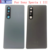 Original Battery Cover Back Rear Door Housing Case For Sony Xperia 1 III Battery Cover with Camera Frame Lens Logo Replacement