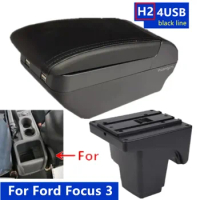 For Ford Focus 3 Armrest Box Interior Special Retrofit Parts For Ford Focus III Center Storage Car Accessories Armrest USB LED