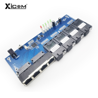 10100 Ethernet Fiber Switch Optic Media Converter โหมดเดียว PCBA 4 RJ45 4 SC Fi Optical Transceiver Board 20KM 1310-1550NM