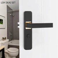 Indoor Aluminum Alloy Door Handle Single Tongue Lockset Bathroom Keyless Door Locks Household Hardware Accessory Mute Door Lock