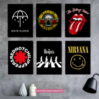 Hiasan dinding kamar aesthetic Poster dinding band metal Poster kayu Pajangan Walldecor