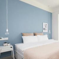 慕槿思格 北歐風純色素色簡約墻紙客廳臥室兒童房藍色服裝店ins壁紙 淺