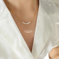 Vòng Cổ Mặt Dây Chuyền Đính Cườm Ngọc Trai, Iceblue, Mạ Vàng 18K, Không Thấm Nước, Không Xỉn Màu, Là