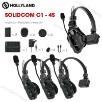 Hollyland Solidcom C1 4s Full-Duplex Wireless Headset DECT Intercom System Communication Headset Remote Headphone Microphone