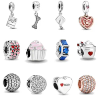 2021 NEW dog bone Graduation Cap Pink dangle diy Bead fit original charms silver 925 Bracelet for women fashion jewelry