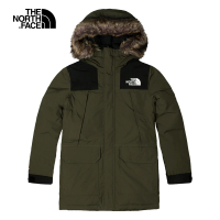 【The North Face】北面男款綠色防水透氣保暖連帽羽絨外套｜5B1921L