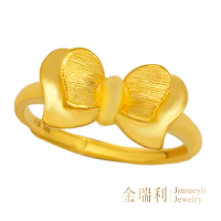 【金瑞利】黃金戒指1.07錢 蝴蝶結 可調式戒圍(±3厘)