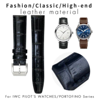 20mm Cowhide Watch Strap Needle Buckle Clasp Leather Watchband Fit for IWC PORTUGIESER PORTOFINO Series Bracelet