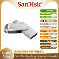 SanDisk OTG USB 3.2 Type-C Flash Disk DDC4 Pen Drive 32GB 64GB 128GB 256GB 512GB 1TB Metal USB Flash Drive Max 400Mb/s Pendrive
