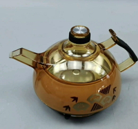 日本原裝插電式可調節溫度 琥珀色精美茶壺 日本的電壓和國內不