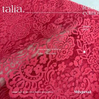 KAIN SEMI PRANCIS FATAMAWATI BROKAT BENANG METALIC - TALIA Fiery Coral