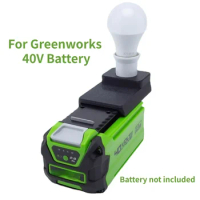 Portable Cordless Compatible For Greenworks 40V Battery E27 Bulbs LED Work Light Camping ( Battery not included)