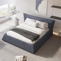 Elegant Appearance King Size Upholstered Platform Bed with Special Shaped Velvet Headboard, Metal &amp; Solid Wood Frame,Grey